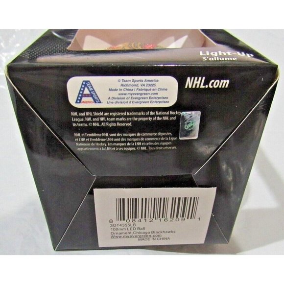 NHL Chicago Blackhawks LED Ball Ornament Glitter Plaid by Team Sports America - Picture 6 of 6